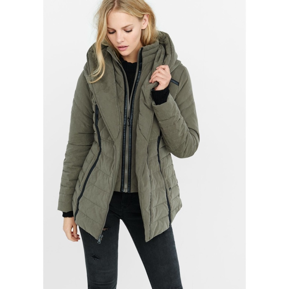 EXPRESS HOODED (MINUS THE)LEATHER TRIM PUFFER COAT